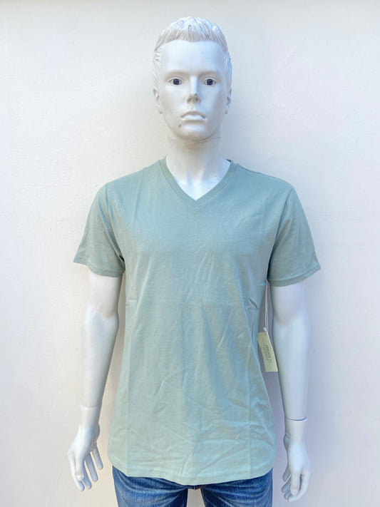 T-shirt Forever 21 original verde pastel ( SEAFOAM), cuello V, esencial.