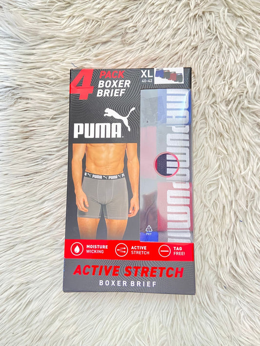 Pack-4 Boxer PUMA original, en colores azul, negro y rojo.