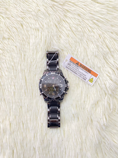 Reloj U.S POLO ASSN. Original , gris con negro y detalles en color plateado.