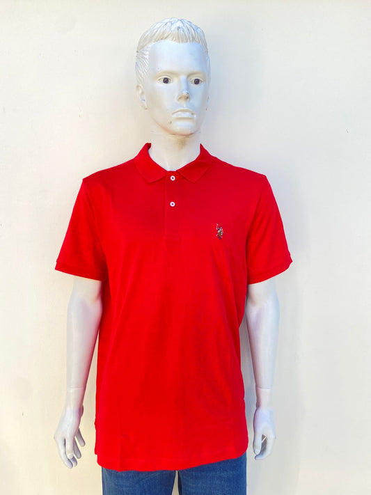 Polocher U.S POLO original, rojo liso con logotipo de la marca en marrón.