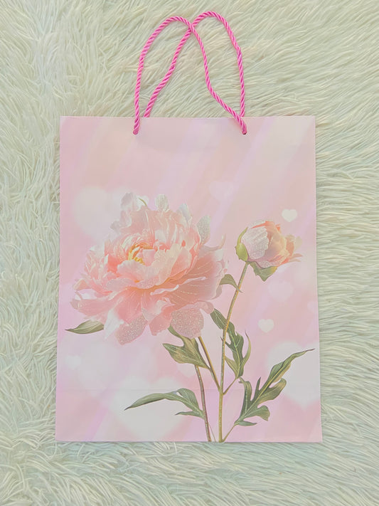Shopping, rosado con estampado de una rosa, MEDIANO.