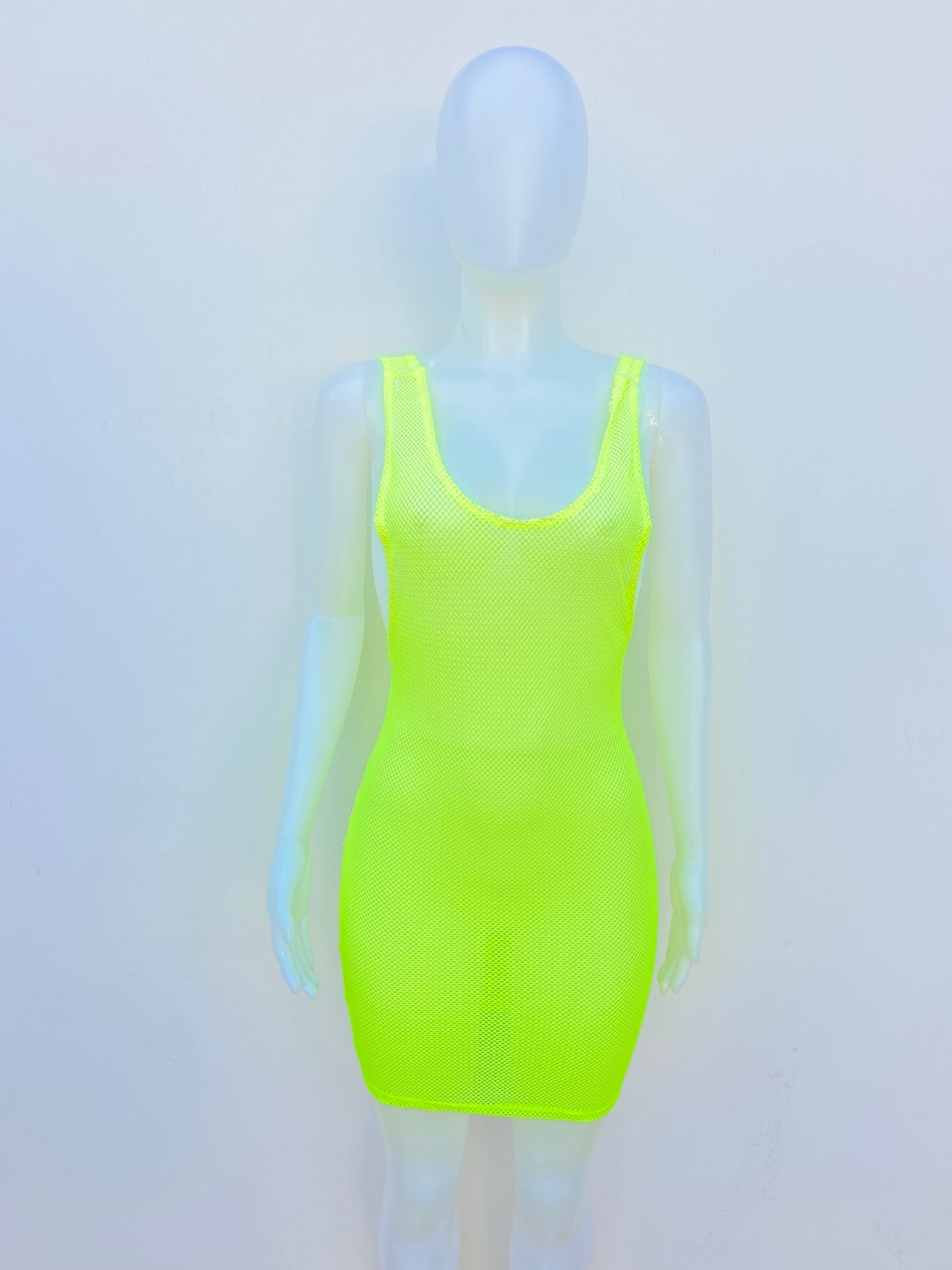 Vestido/Cover Up BOZZOLO original verde neon, en malla.