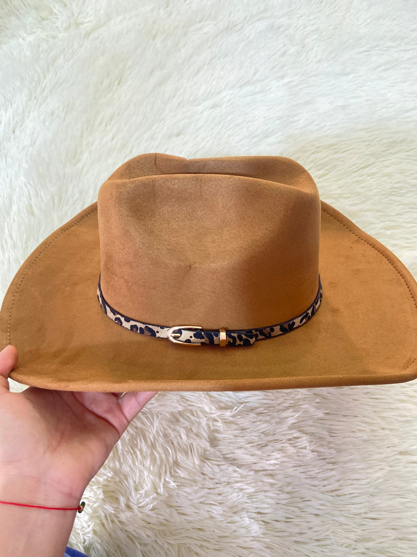 Sombrero, marron/caramelo con correa de estampado de animal print