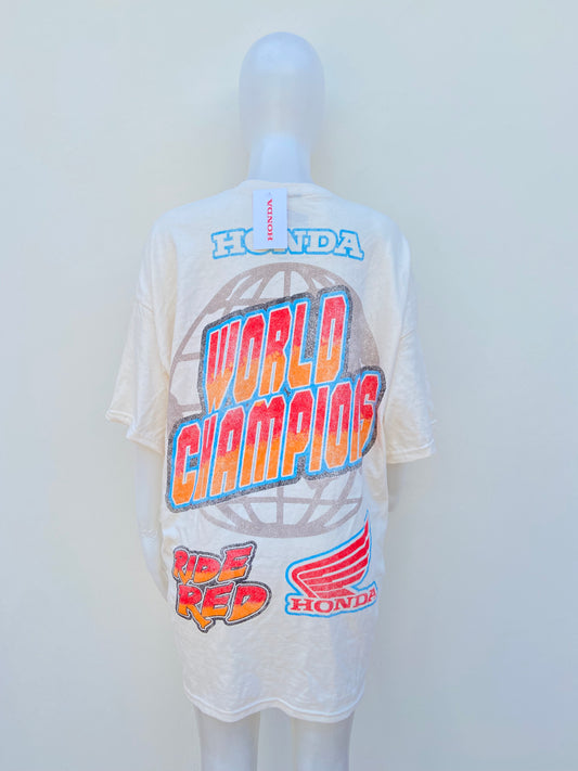 Blusón/ Vestido HONDA original , con letras HONDA RIDE RED en rojo y azul, Over size.