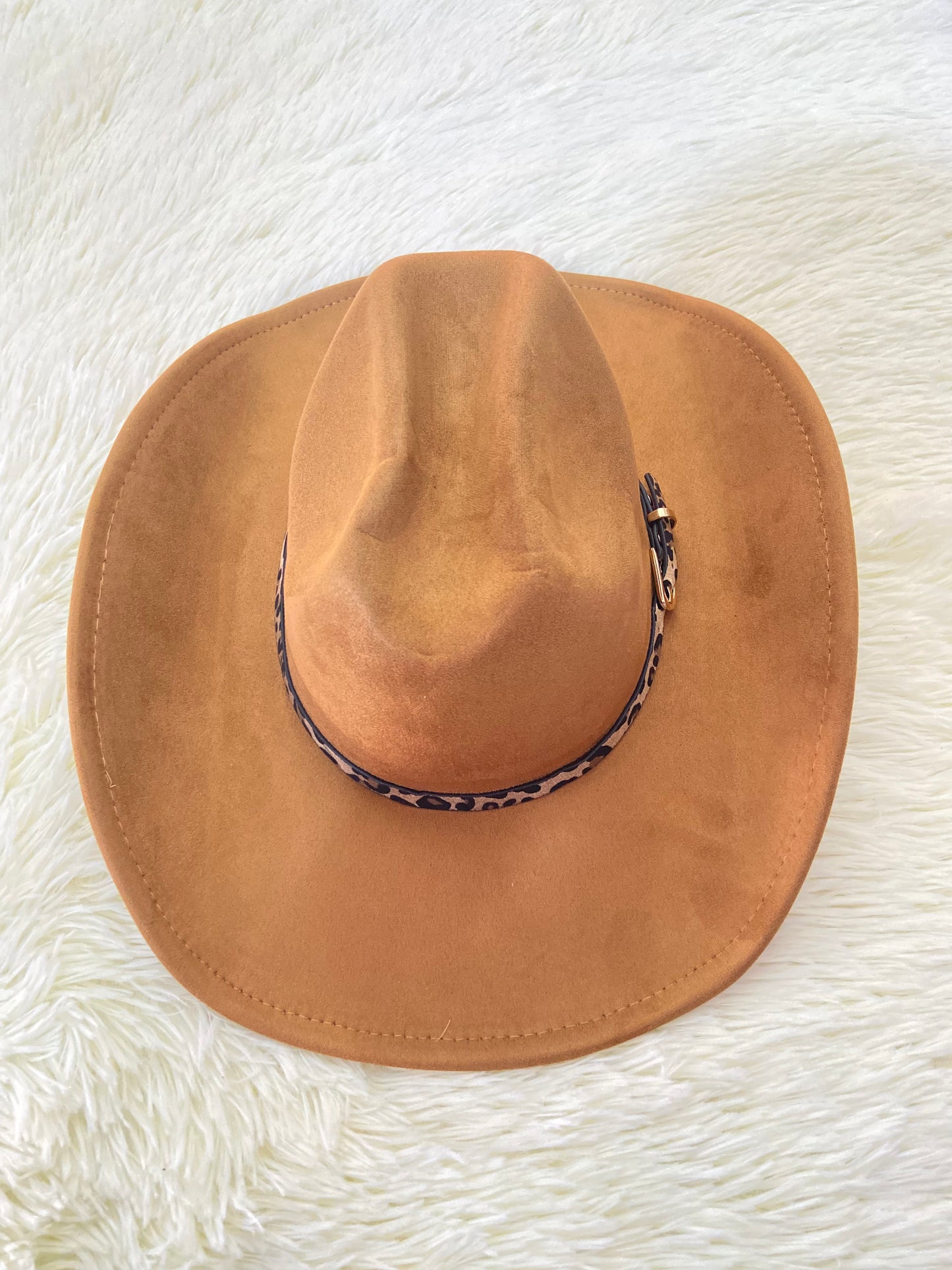 Sombrero, marron/caramelo con correa de estampado de animal print