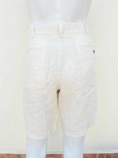 Bermuda J• CREW original, crema claro, con diseño de rayas, 100% lino.