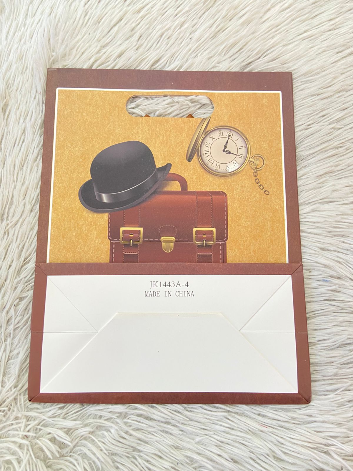 Shopping, marrón con estampado de maletín y pipa, MEDIANO.