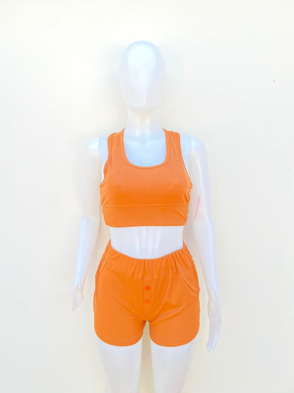 Conjunto Love to Sleep original, marrón ( caramelo) de short y top.