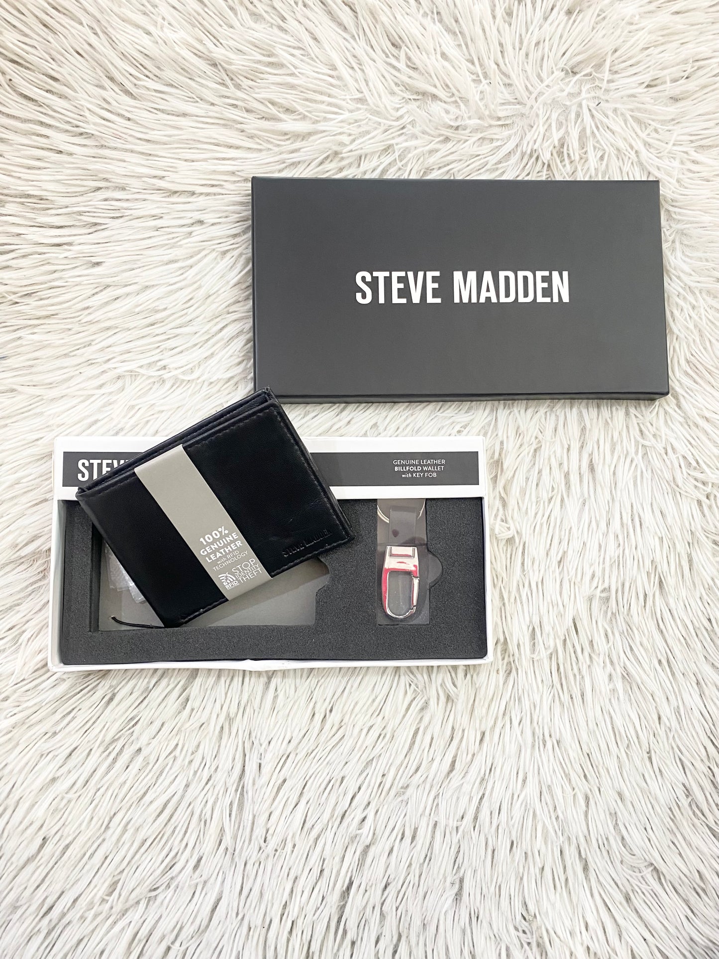 Billetera set con llavero STEVE MADDEN original, negra