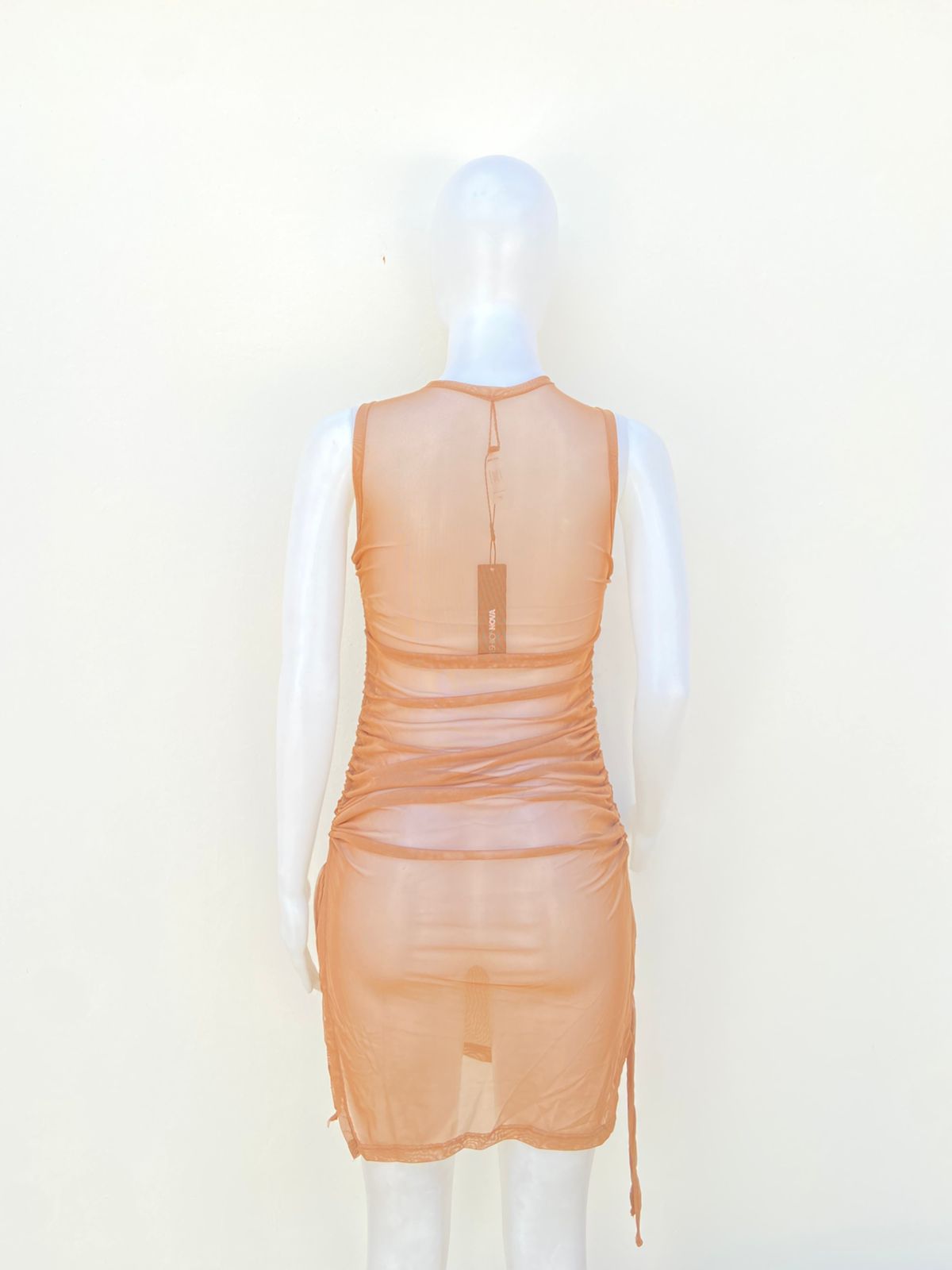 Vestido/ Cover up, marrón ( mocha), transparente y lazo ajustable.