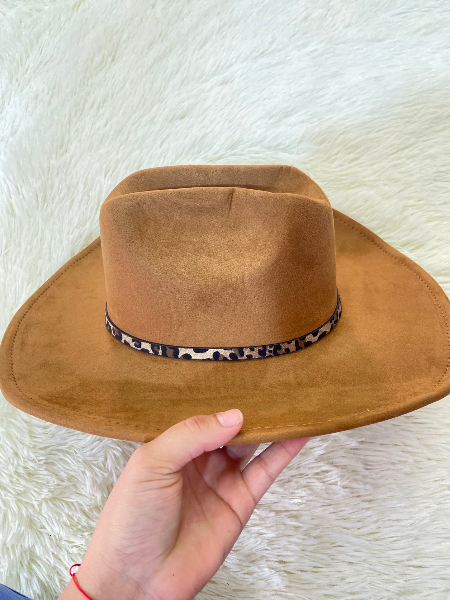 Sombrero, marron/caramelo con correa de estampado de animal print