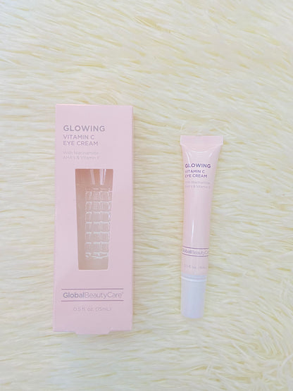 Crema para el contorno de ojos GLOBAL BEAUTY CARE original, rosado con vitamina E, niacinamida, ayuda a prevenir la ojeras.