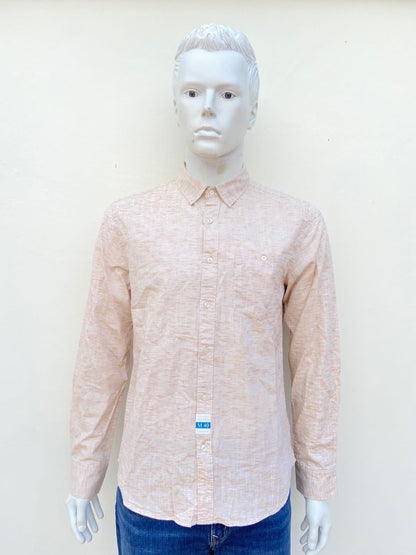 Camisa DENIM & FLOWER original, color crema con degradado blanco, mangas largas, 60 % algodón.