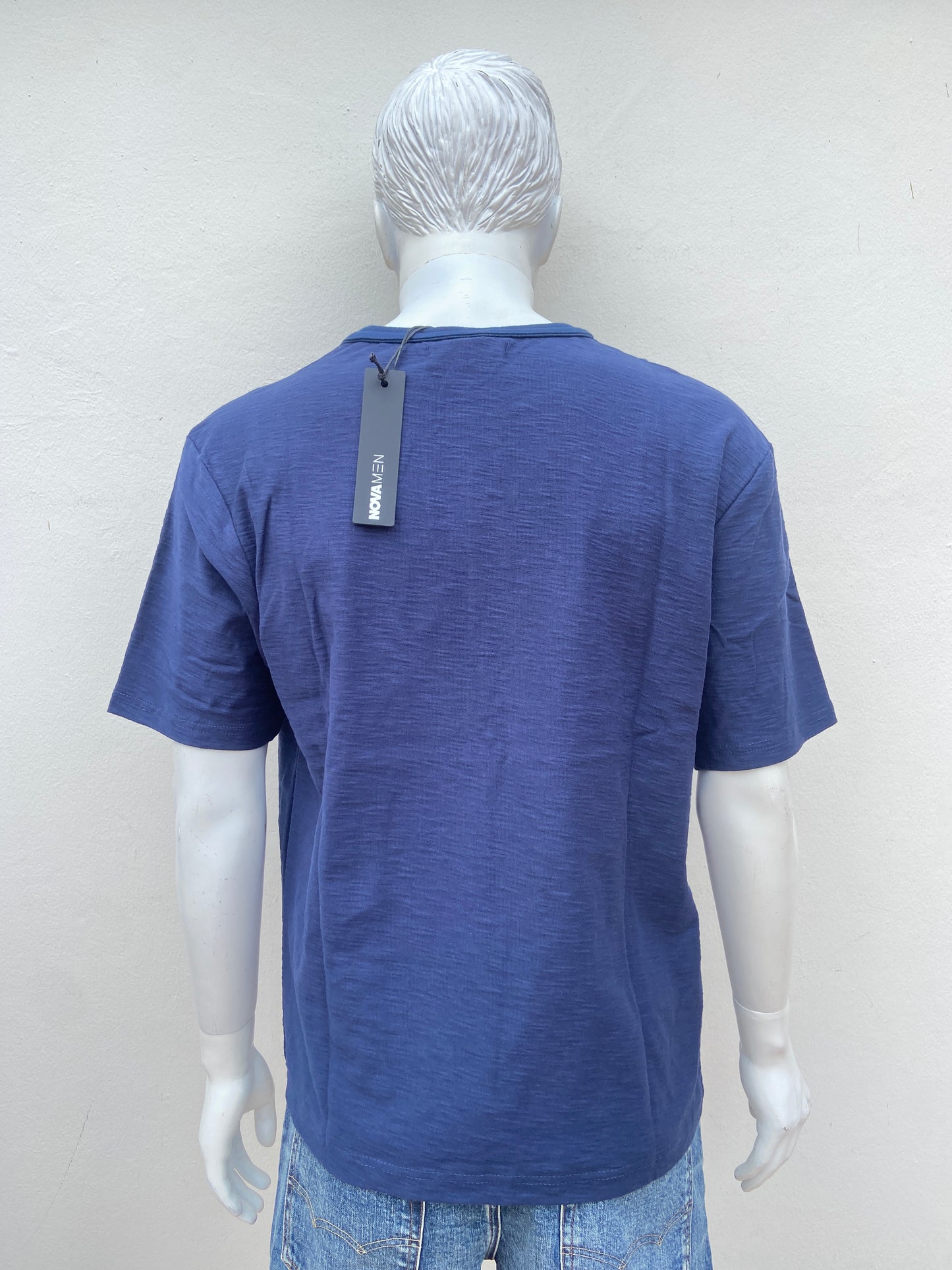 T-shirt, azul marino liso (NAVY), cuello redondo, esencial.