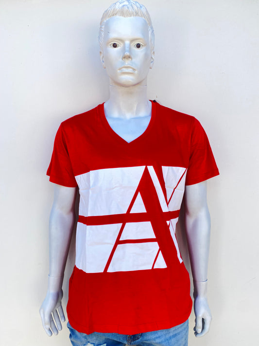 T-shirt Armani Exchange original, rojo con logotipo de la marca AX en blanco.
