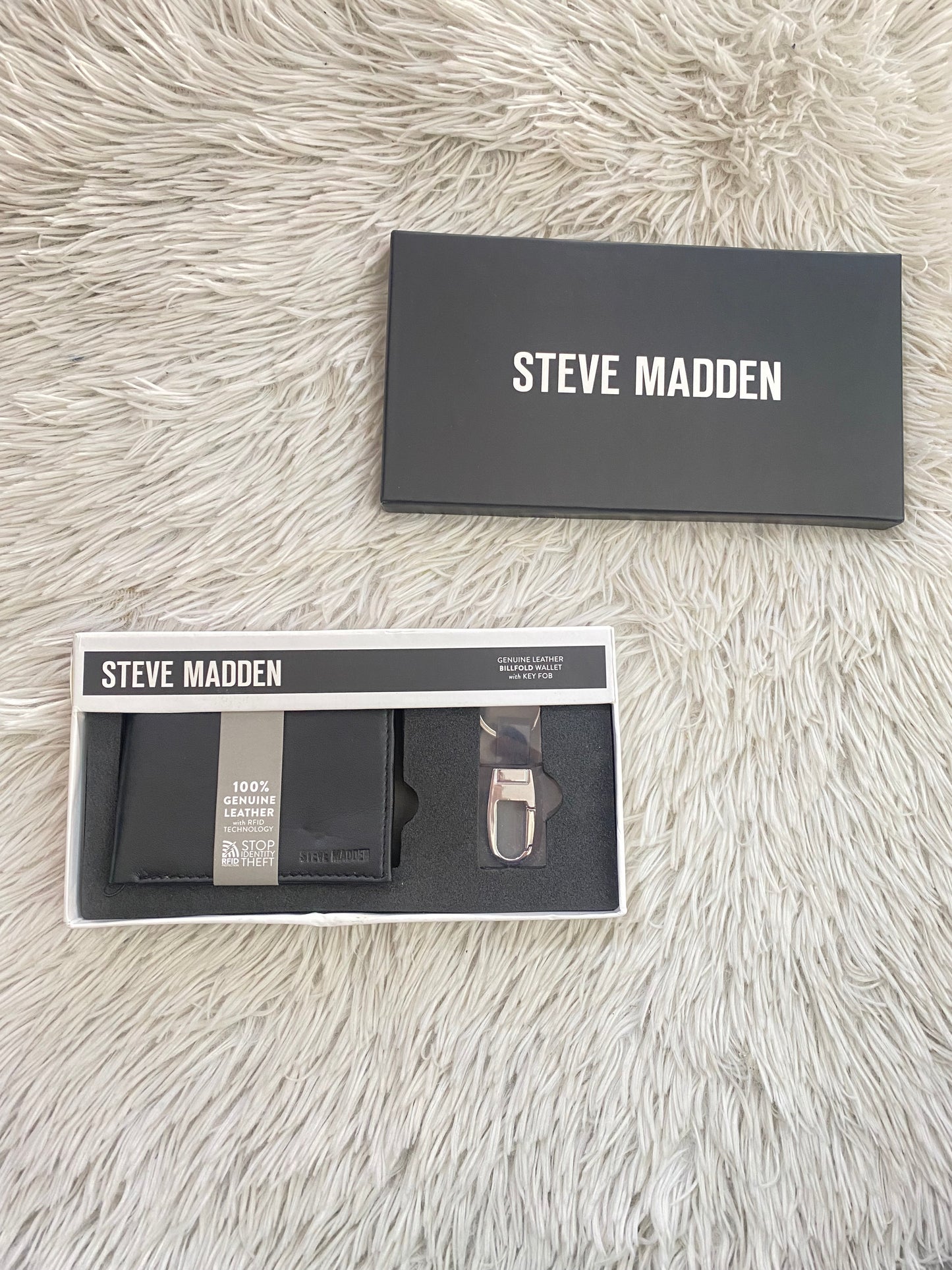 Billetera set con llavero STEVE MADDEN original, negra