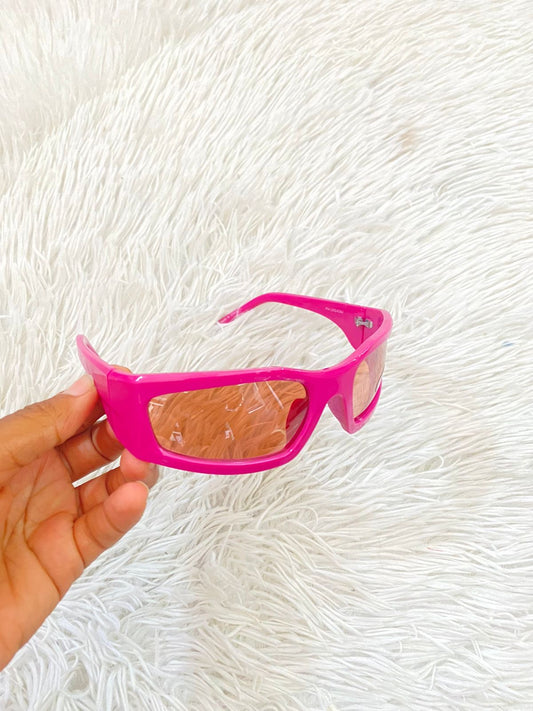 Lentes Fashion Nova original rosado fucsia con micas claras.