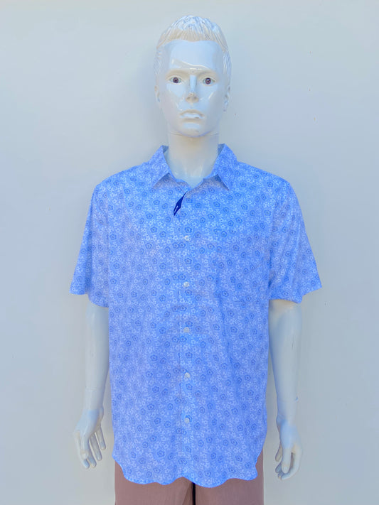 Camisa GEORGE original en color azul claro con estampado de flores en color azul y blanco, 57% algodón.