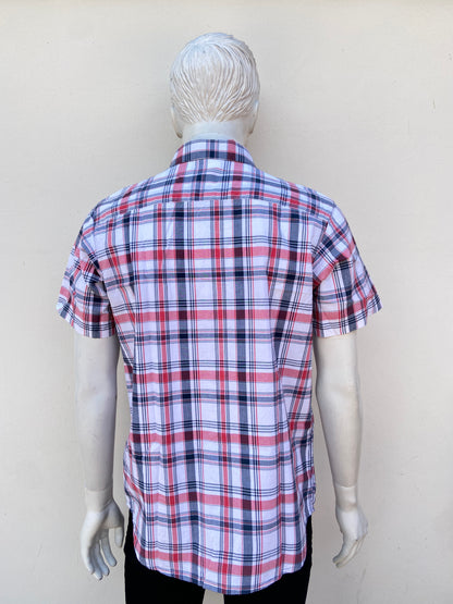 Camisa COLUMBIA original roja de cuadros azules y rojo, REGULAR FIT.