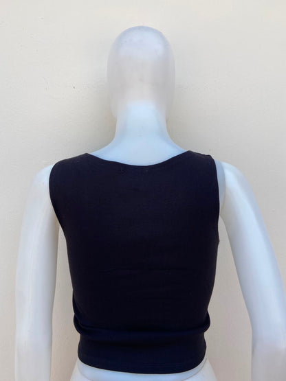 Top BOZZOLO original negro liso, sin mangas.