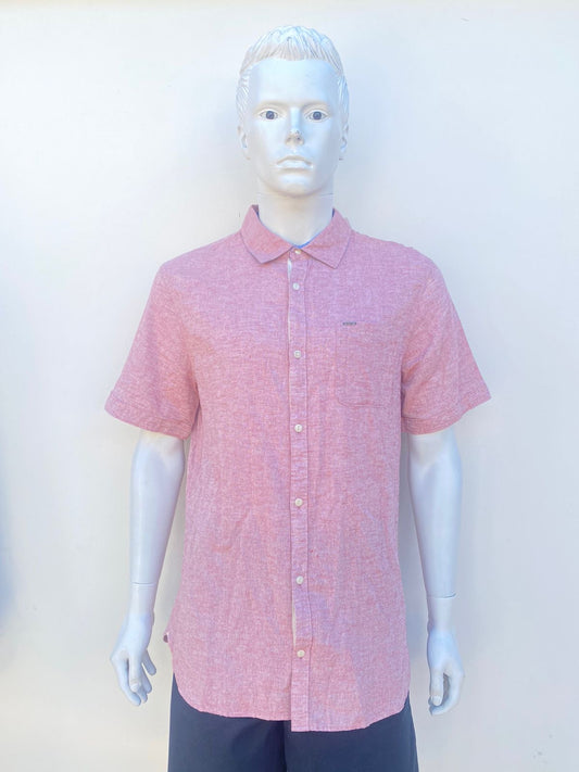Camisa BUFFALO original rosado oscuro  palo lisa, 32 % lino.