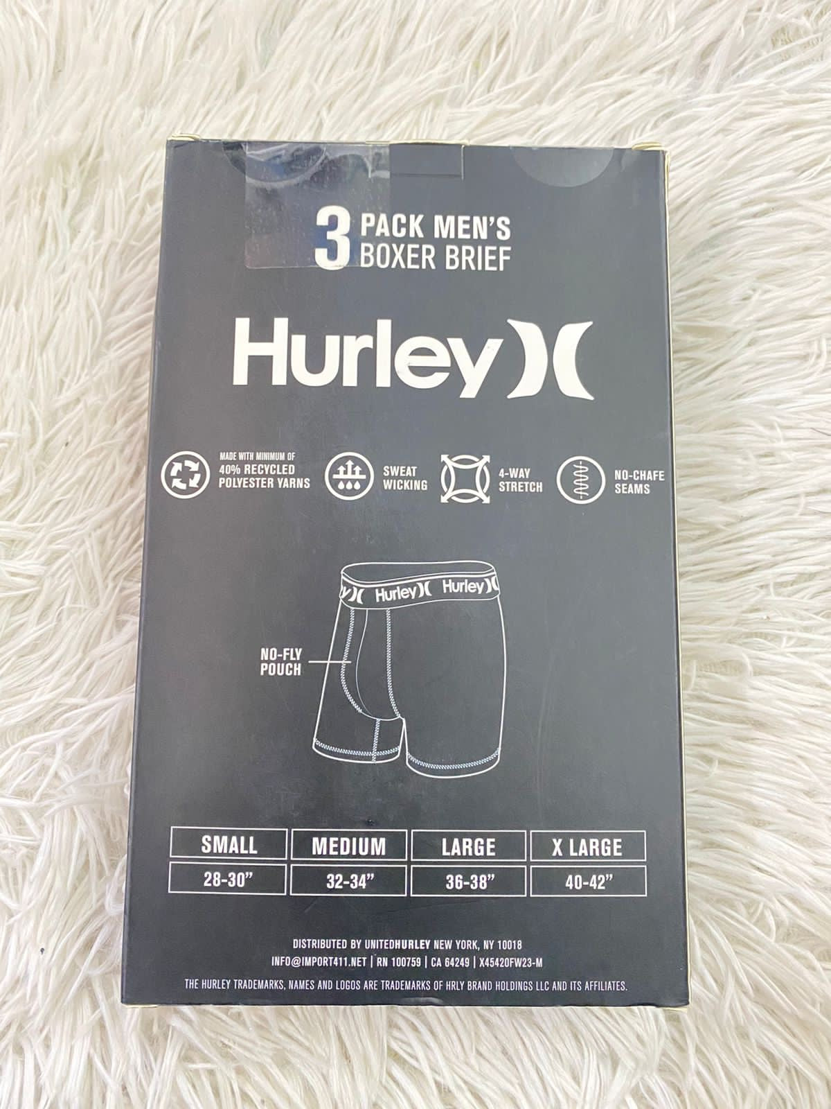 Set de tres Boxer HURLEY )( Original, color negro. BRIEF