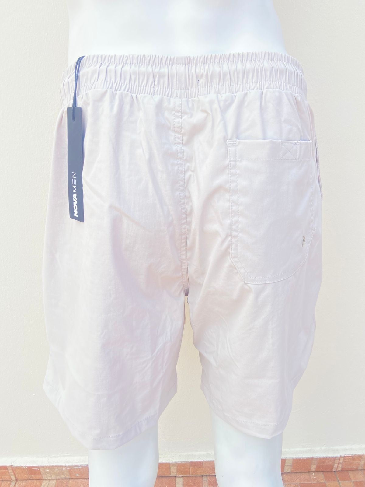 Bañador Baggy en color blanco/crema (Stone) ( gris ) liso con bolsillos