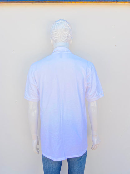 Polocher JERZEES original, blanco liso con tres botones. 100% algodón