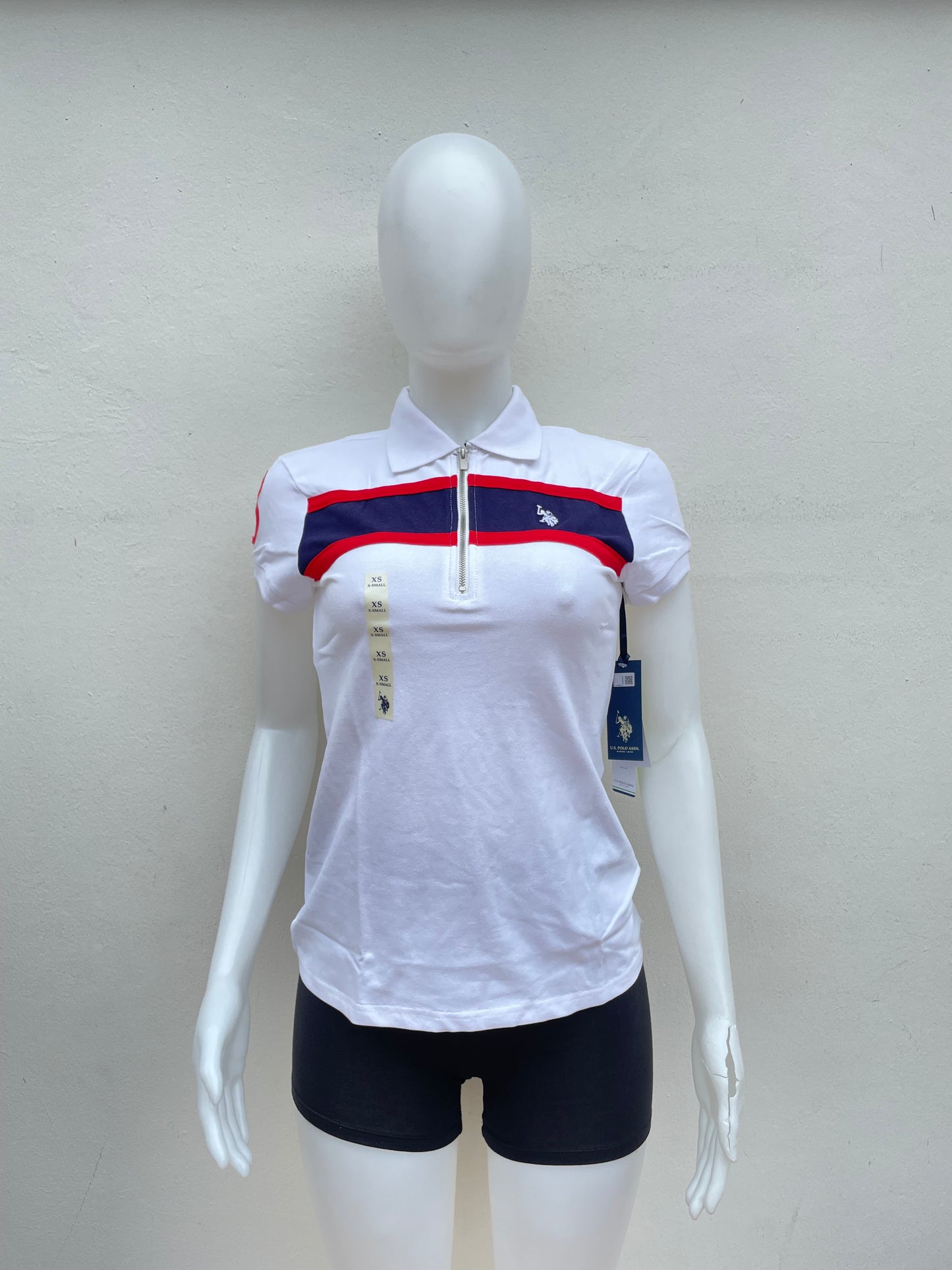 Polocher U.S POLO original blanco , con zíper  y estampado de la marca blanco