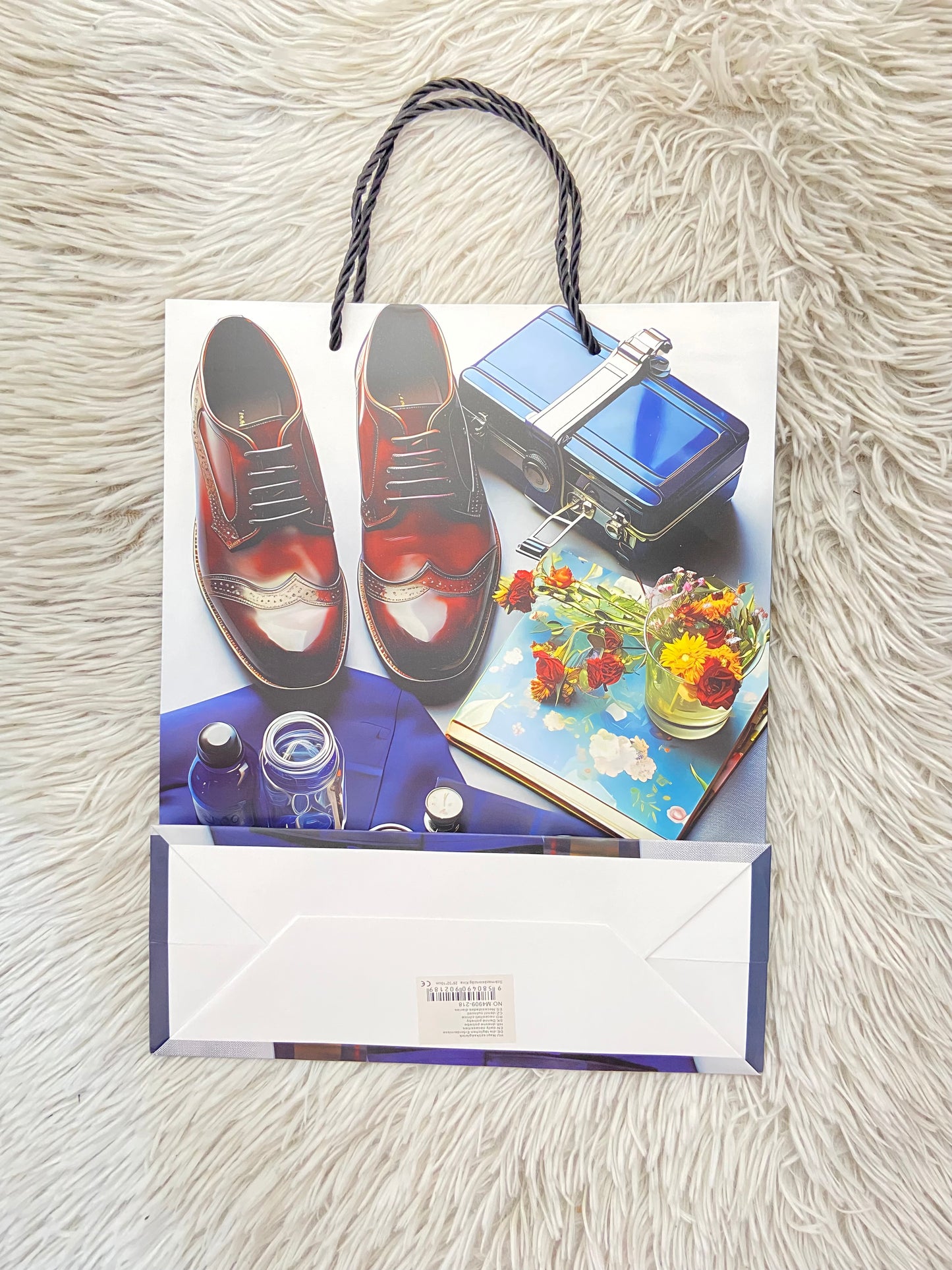 Shopping, blanco con estampado de zapatos, MEDIANO.