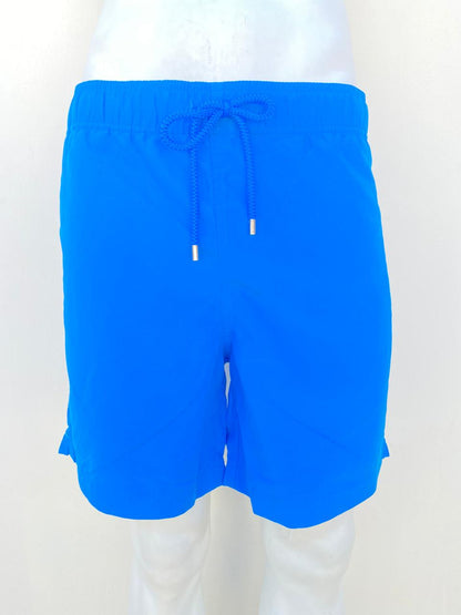 Bañador Baggy azul con lazos ajustables y detalles en plateado .