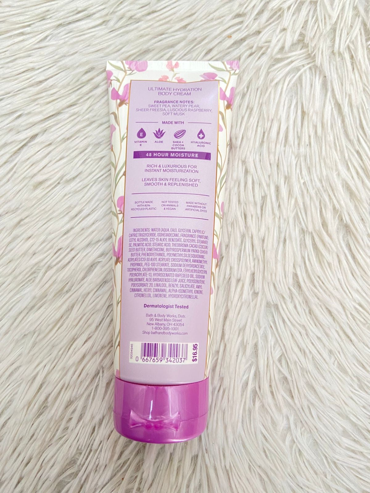 Crema Bath & Body works original, SWEET PEA, morada.