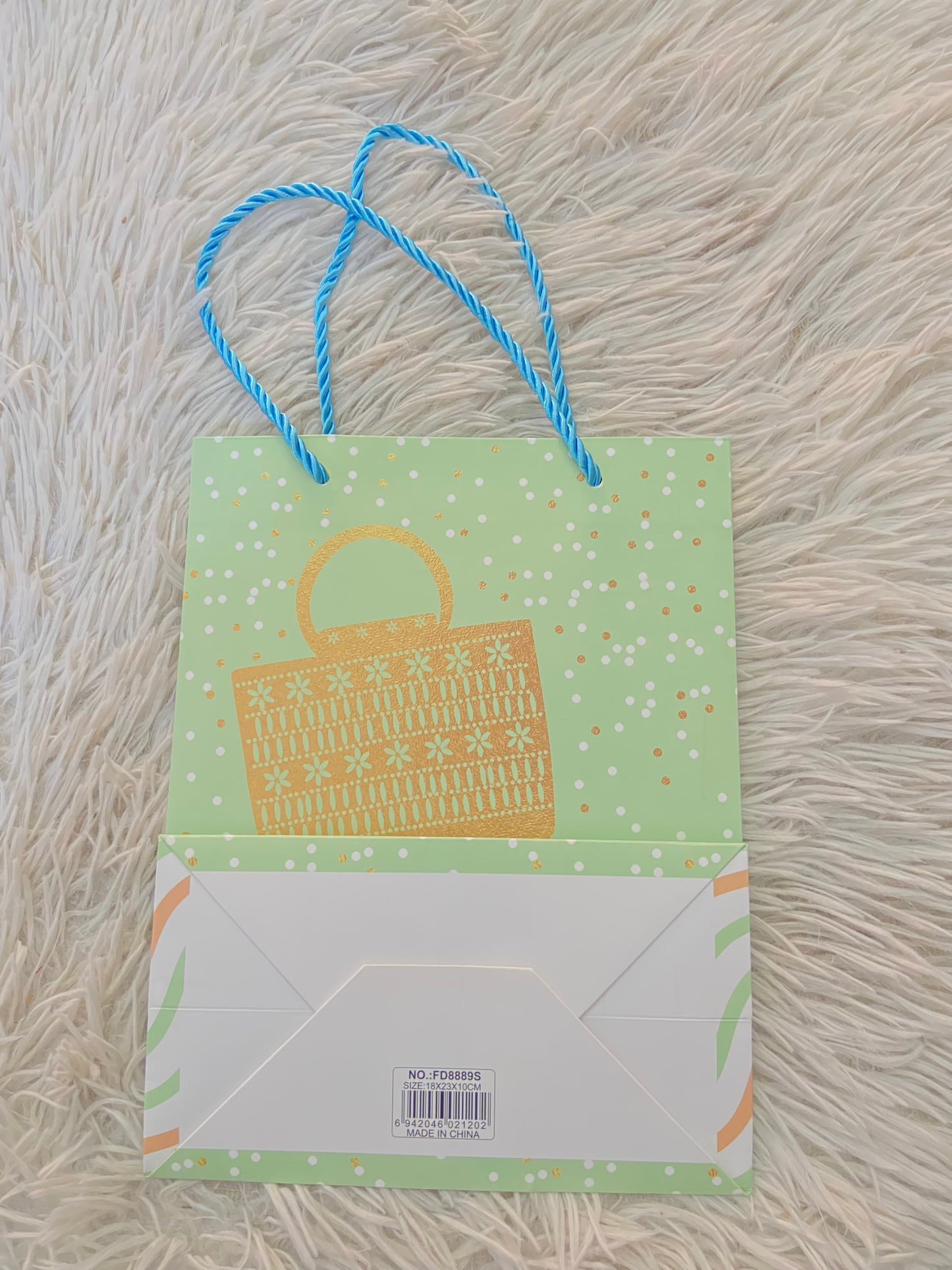 Shopping, verde con estampado de carteras doradas, PEQUEÑO.