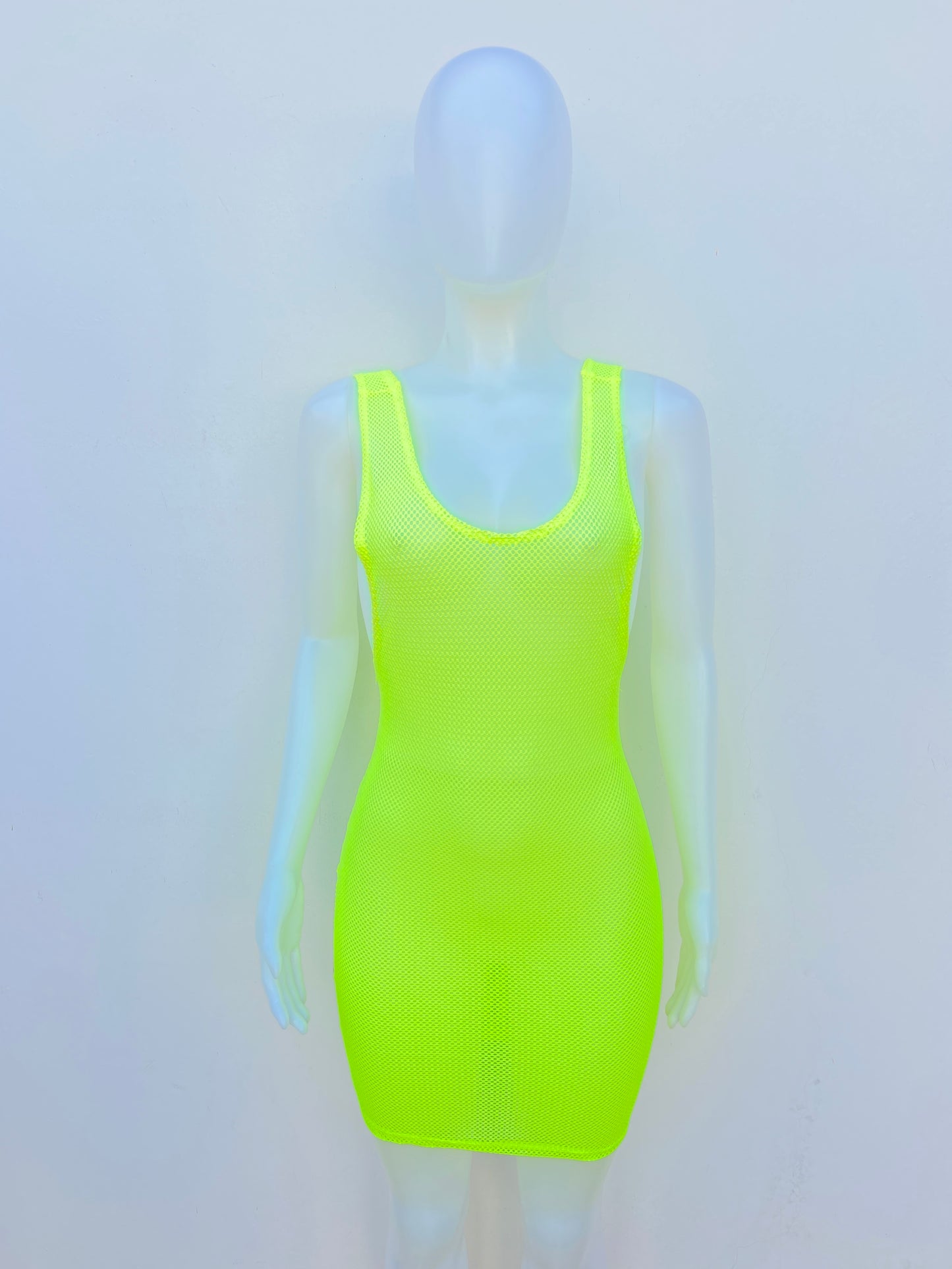 Vestido/Cover Up BOZZOLO original verde neon, en malla.