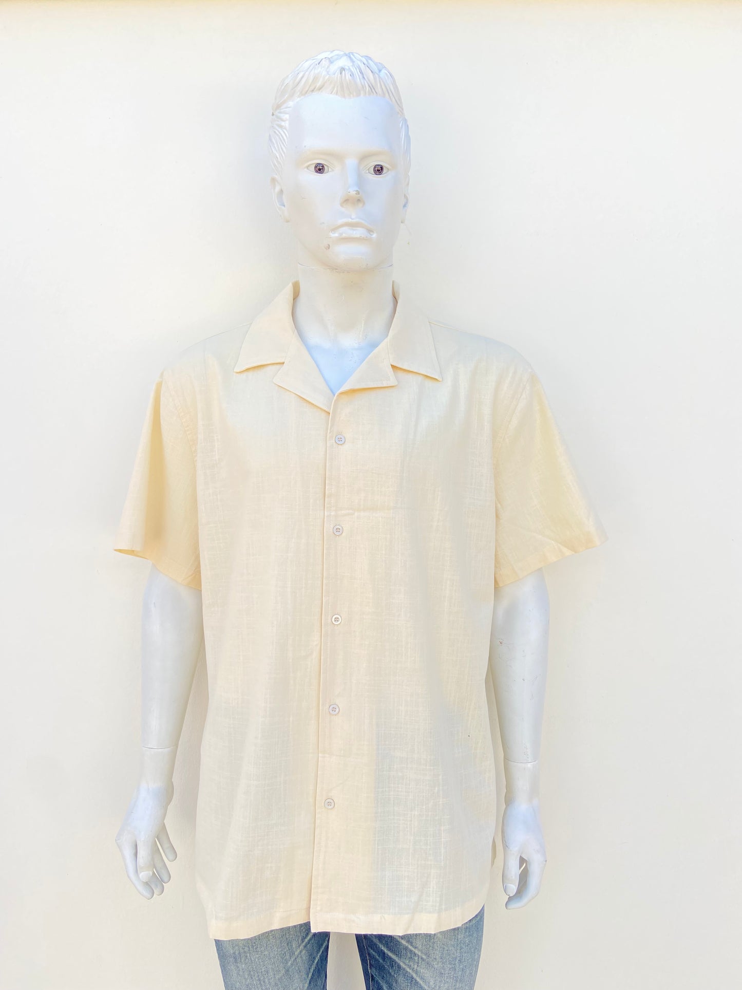 Camisa RUNCATI original, crema lisa, 30% lino, 70% algodón.