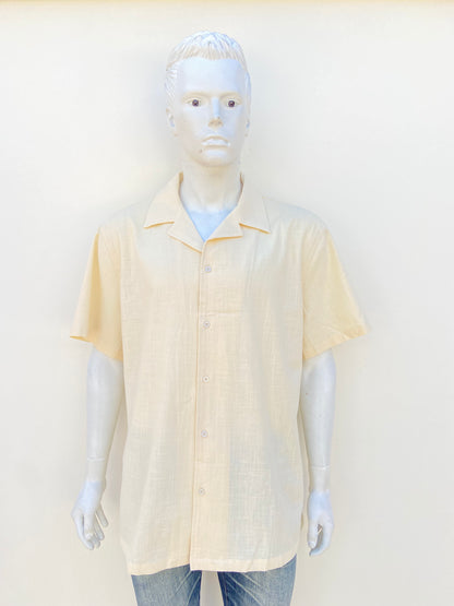 Camisa RUNCATI original, crema lisa, 30% lino, 70% algodón.
