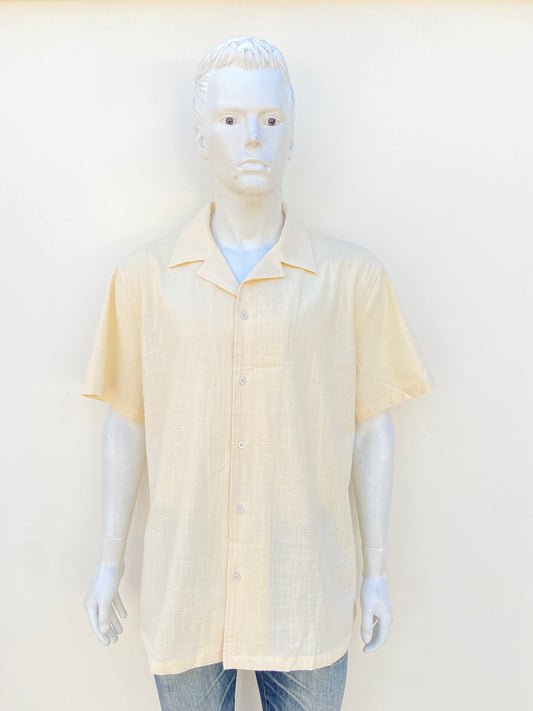 Camisa RUNCATI original, crema lisa, 30% lino, 70% algodón.