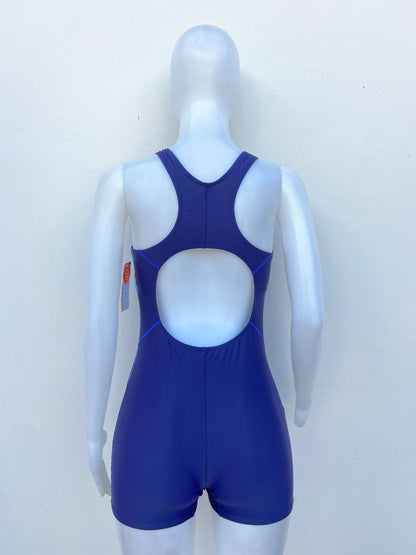 Traje de baño/ Biquini/ Enterizo Fashion World original, azul marino con abierto en la parte trasera.