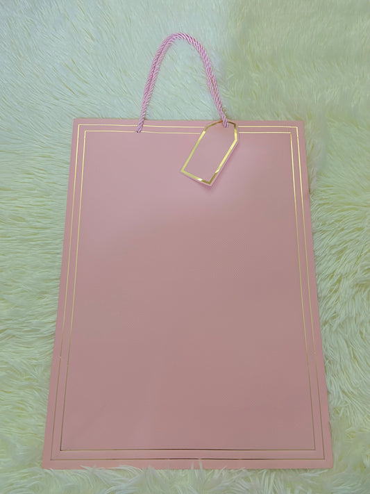Shopping, rosado claro con bordes en dorado, GRANDE.
