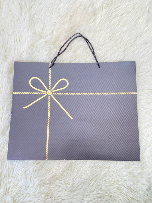 Shopping, negro con lazo dorado, GRANDE.