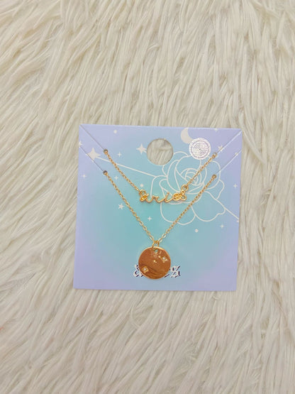 Cadena FOREVER 21 Original de dos piezas una con el nombre del signo ARIES y otra con una medalla