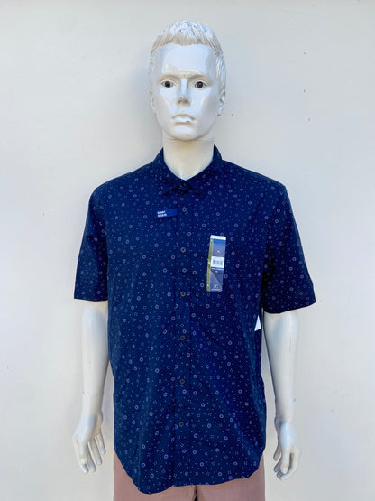 Camisa GEORGE original en color azul marino con estampado de detalles en color azul claro y blanco, 98% Algodón.