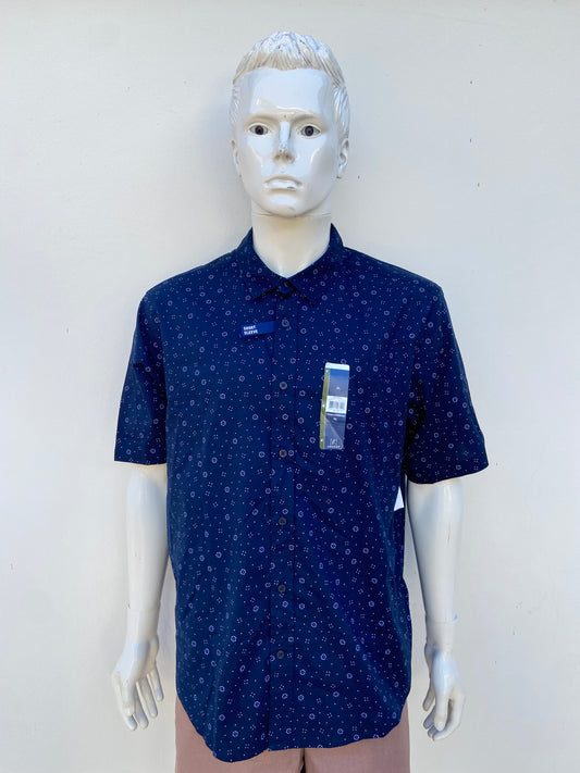 Camisa GEORGE original en color azul marino con estampado de detalles en color azul claro y blanco, 98% Algodón.