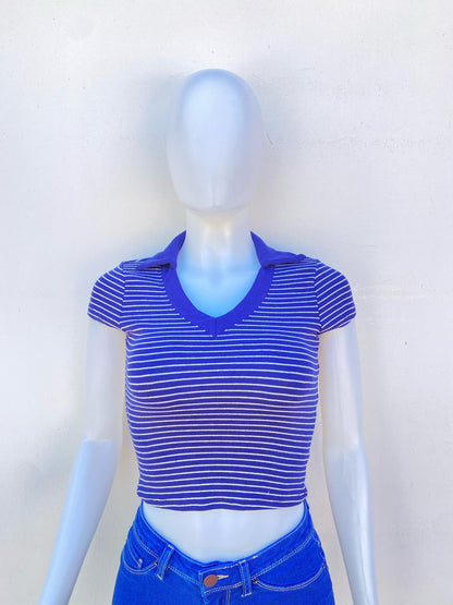 Top, HEART HIPS azul marino con rayas blancas