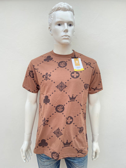 T-shirt ROCAWEAR original, marron con estampado de símbolos,60% algodón.