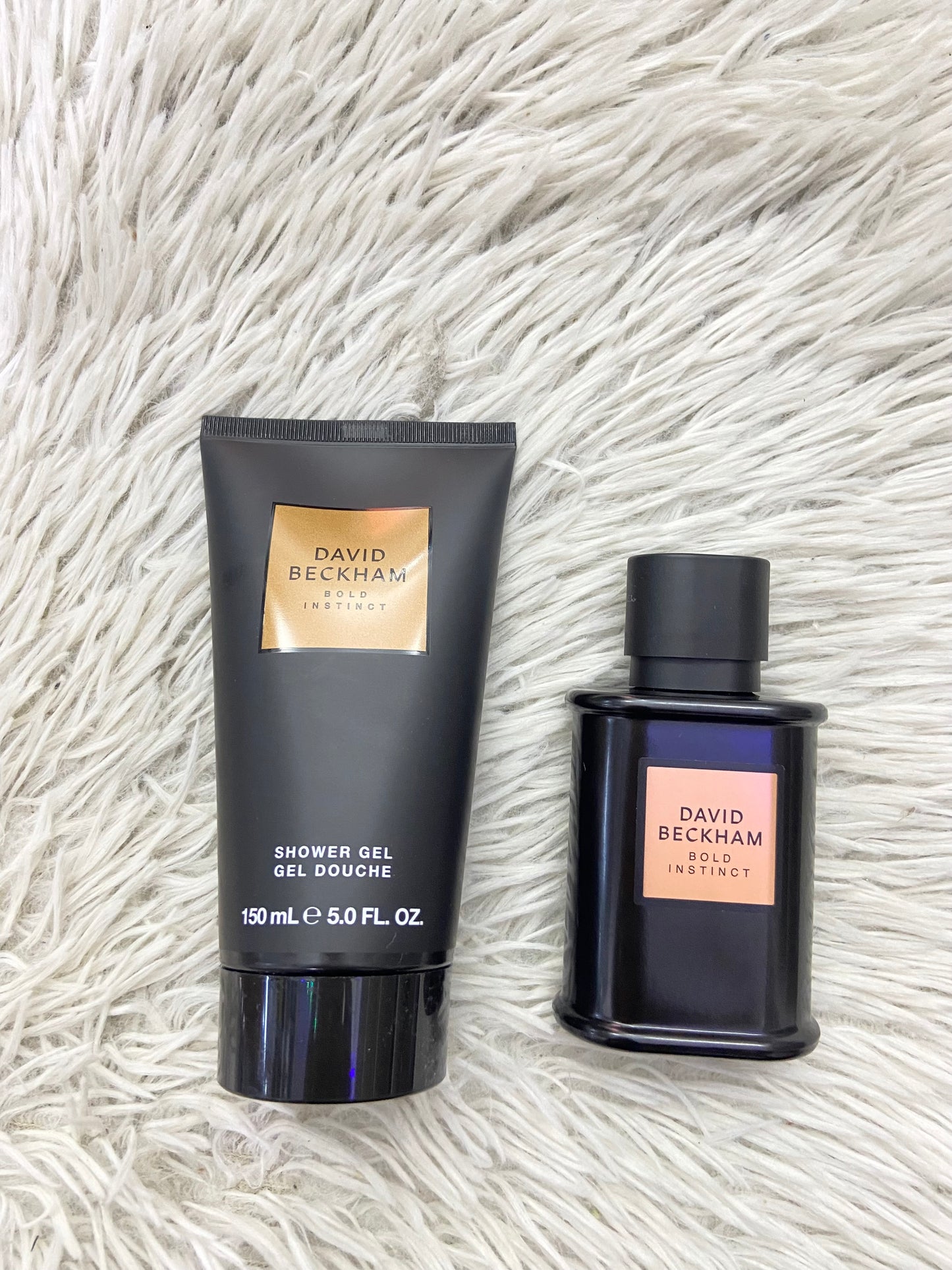 Set perfume DAVID BECKHAM original, negro con dorado de perfume y gel de baño, BOLD INSTINCT.