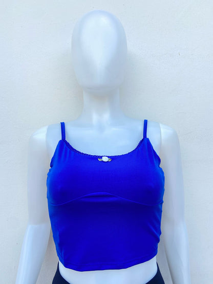 Top/Franela FOREVER 21 Original en color azul marino con una florecita en el centro