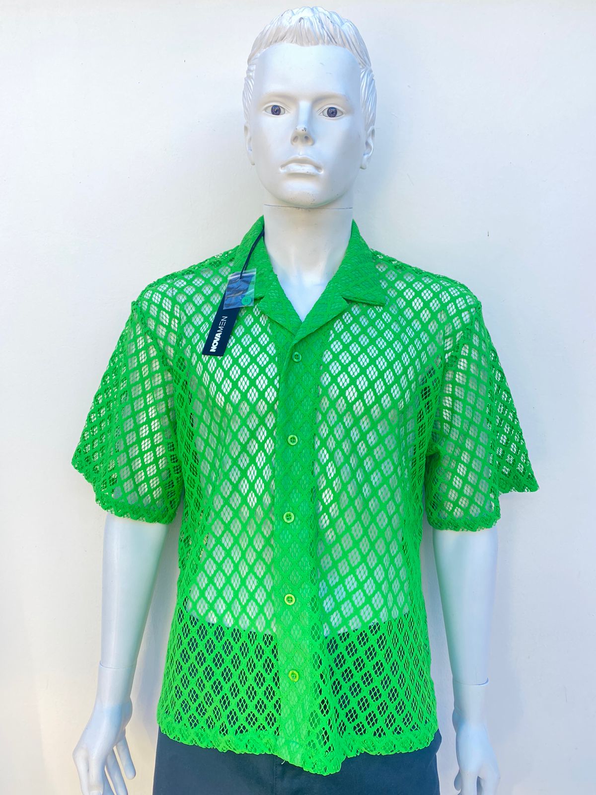Camisa Fashion Nova original verde en estilo de malla.