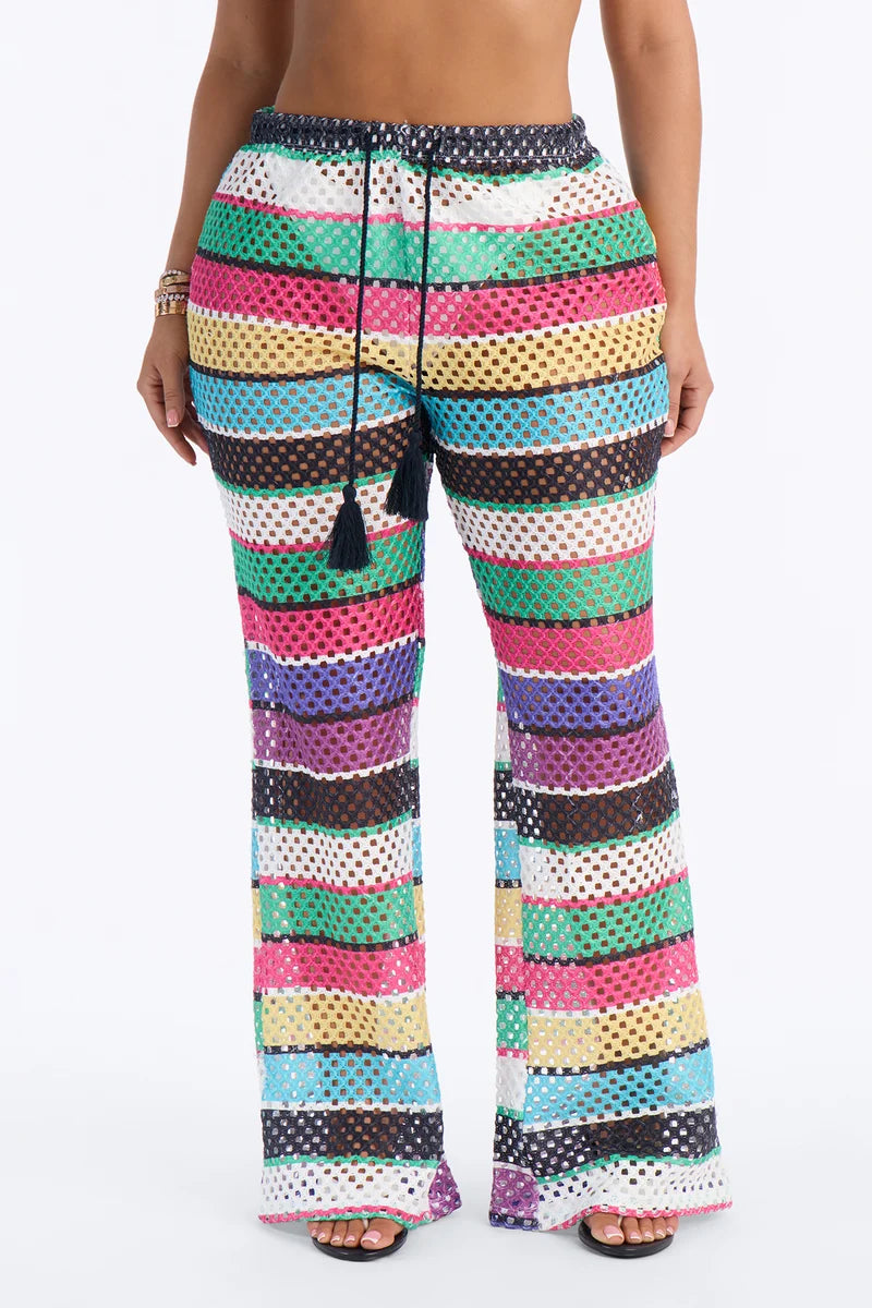 Pantalon/ Cover Up, de rayas en muchos colores y abiertos.
