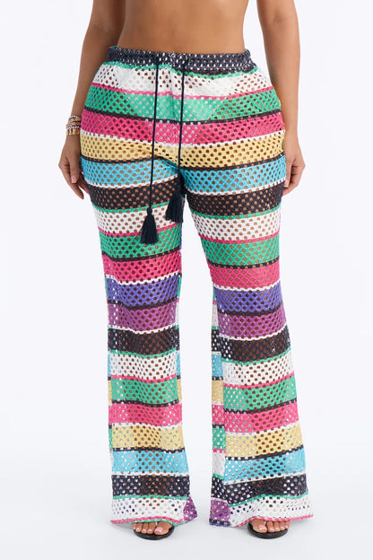 Pantalon/ Cover Up, de rayas en muchos colores y abiertos.